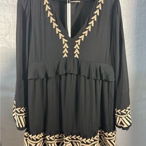 Savanna Jane Black and Cream Embellished Midi Dress
